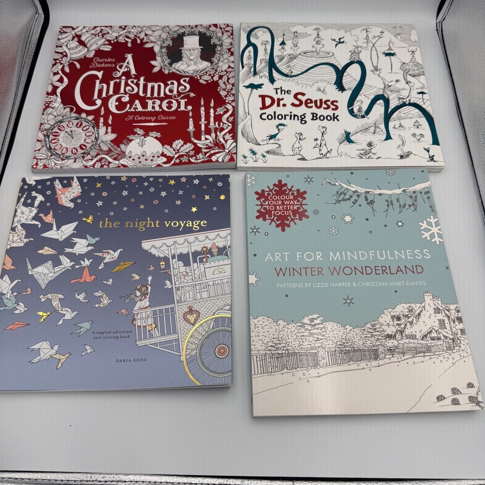 Adult Coloring Book Lot Dr Seuss Christmas Carol Night Voyage Winter Wonderland